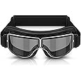 BELINOUS Motorcycle Goggles for Scooter ATV Off-Road, Vintage Leather Pilot Style Goggle