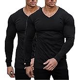 Muscle Cmdr Slim Fit Thermal V Neck Long Sleeve,Muscle Shirt, Casual, Ribbed Pullover Tee Lightweight Sweater Undershirts