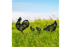 EZTZEN Chicken Metal Garden Stakes Decorative,Chicken Gifts for Women/Men/Chicken Lovers Gifts,Black Chicken Silhouette Statues Garden Decor for Outside,Outdoor Decor,Yard Art,Patio,Lawn Ornaments
