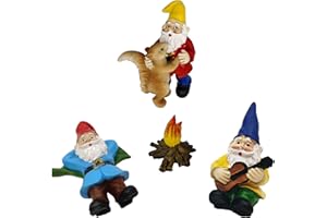 JIUMO Dance Miniature Garden Gnome Set of 4 Fairy Garden Gnomes Accessories Campfire Little Garden Gnomes Outdoor Small Garden Gnome Figurines Ornaments Gifts