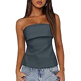 Imily Bela Women's Sexy Tube Tops Off Shoulder Strapless Bandeau Top Side Split Y2K Going Out Trendy Outfits