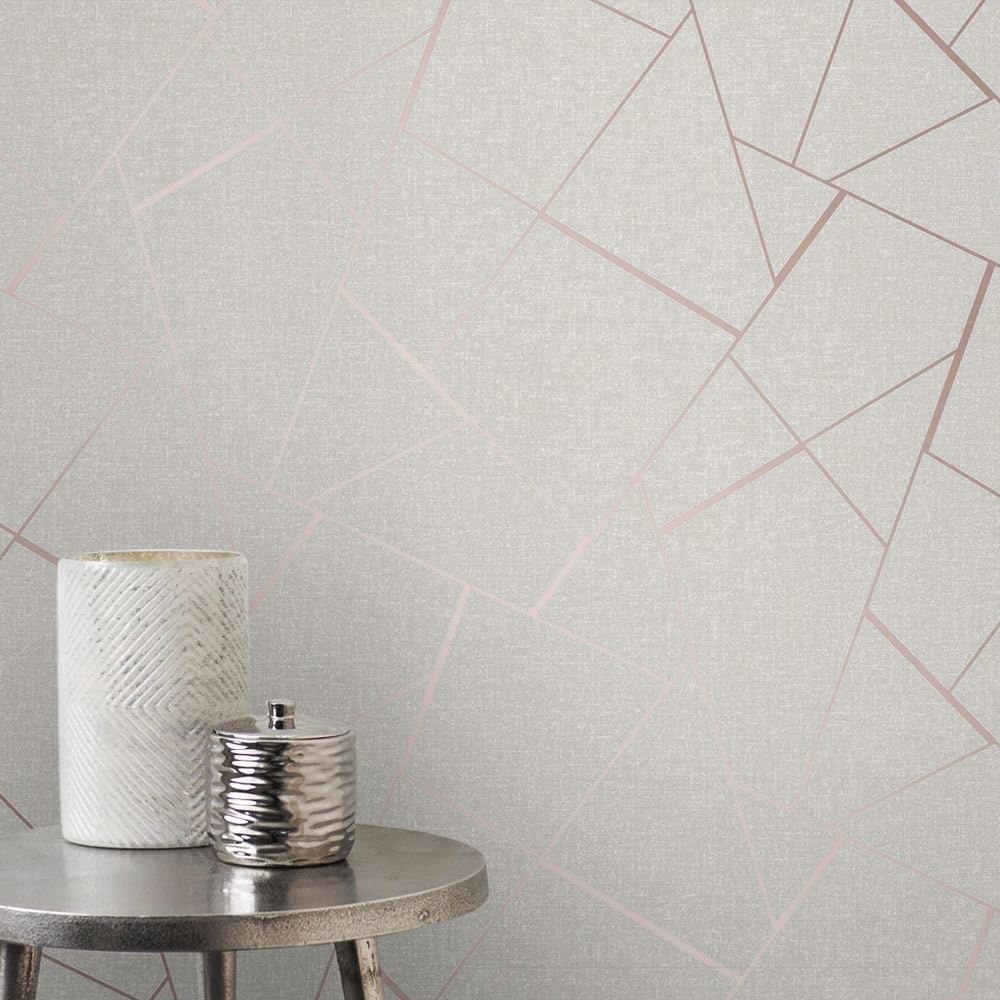 Fine Décor FD42282 Quartz Fractal Wallpaper, Rose Gold (Color May Vary), Beige/Rose Gold, 20.5 x 396 cm - Image 3