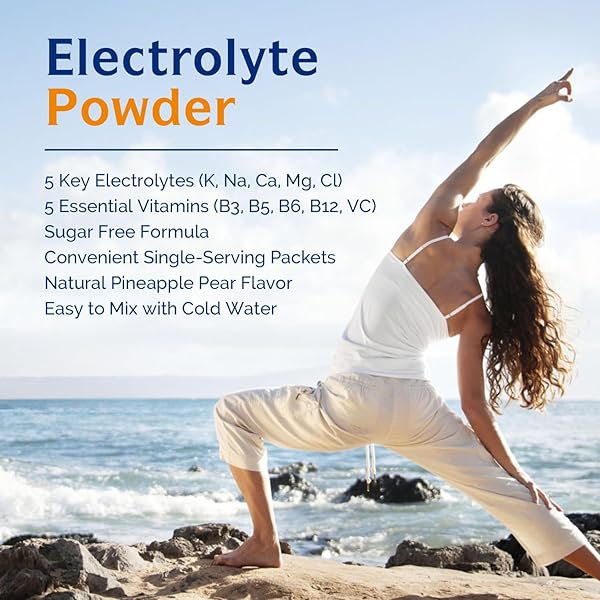 INNATE VITALITY ELECTROLYTES POWDER PACKETS, NO SUGAR, 5 KETO ELECTROLYTES & VITAMINS, HYDRATION POWDER PACKETS, EASY TO DISSOLVE, NATURAL PINEAPPLE PEAR FLAVOR, 16 STICKPACKS