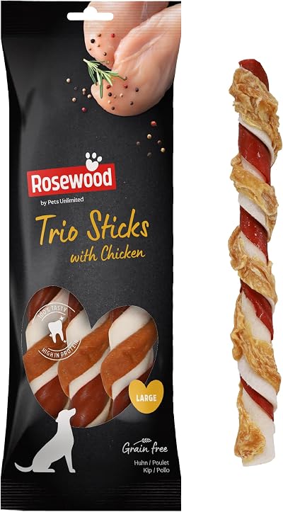 Rosewood Large Trio Sticks for Dogs Chicken Grain Free 3pc 240g
