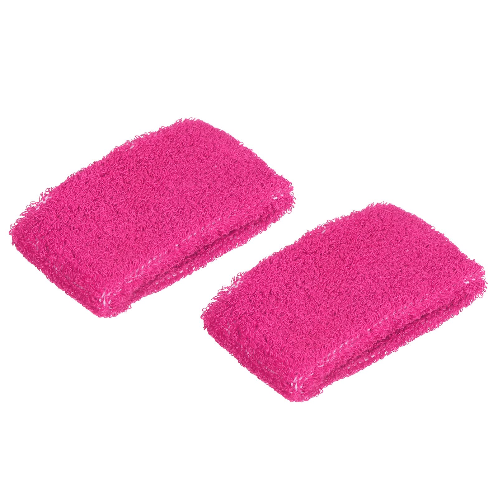 PATIKIL Sports Wristbands 8x5cm, 2 Pack Cotton Terry Cloth Absorbent Sweatband for Tennis Basketball Working Out Athletic Running, Rose Red