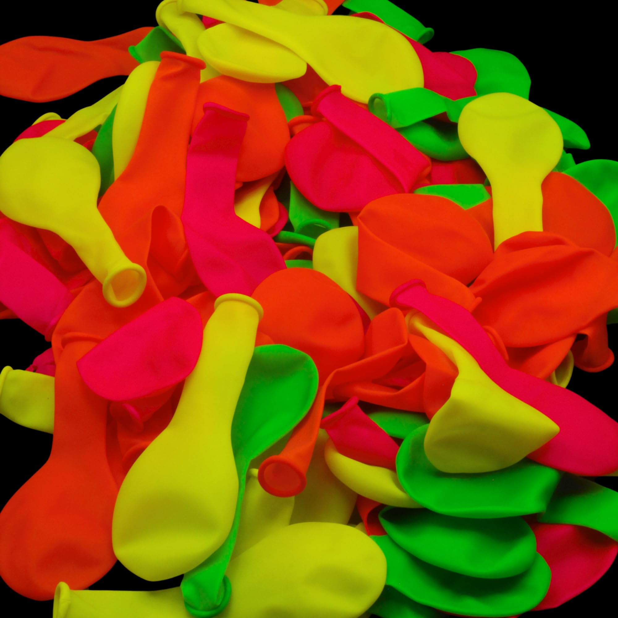 100 Neon Balloons – Latex Quality Helium – 4 Fluorescent Colours – Diameter 25 cm