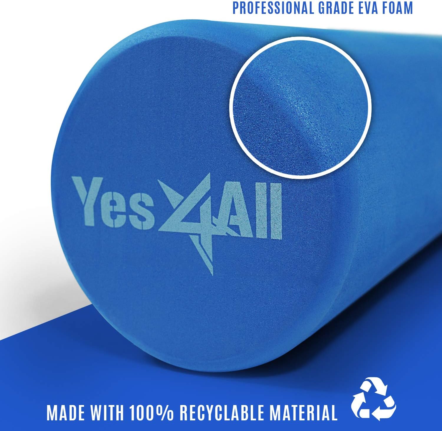 Yes4All 18 Inch EVA Foam Roller/Back Roller – High Density Foam Rollers, Foam Roller for Physical Therapy & Exercise (Blue) : Sports & Outdoors