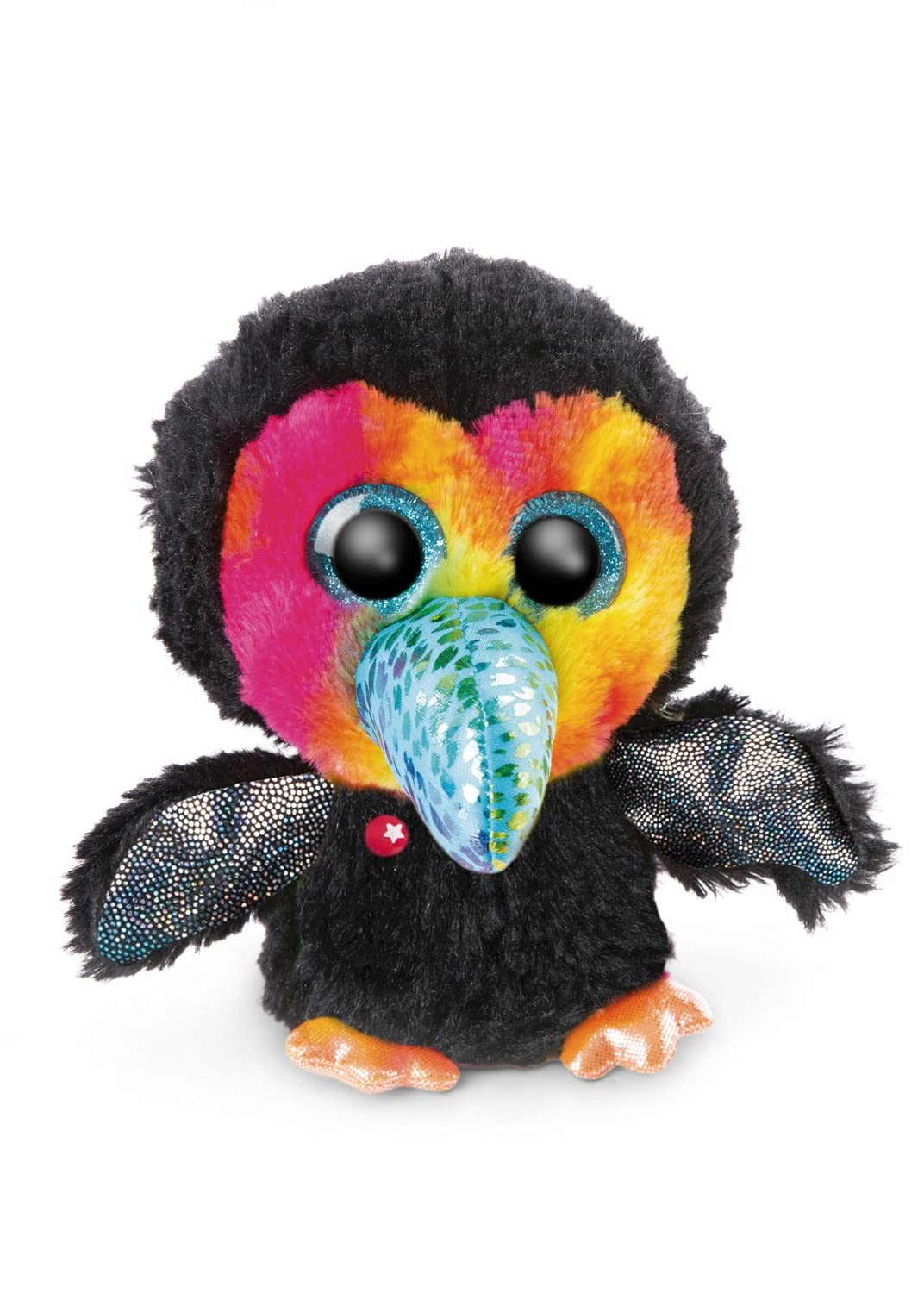NICI Glubschis: The Original Cuddly Toy Toucan Tuffy 15 cm – Fluffy Stuffed Animals for soft toy lovers, Bird Toys with Big Glittery Eyes to Cuddle & Play with, Colorful/Black, 46966