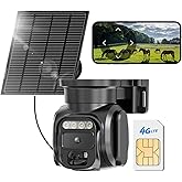 runofast 4G LTE Cellular Solar Powered Security Camera Wireless Outdoor, No WiFi Need Camera Build-in SIM Card&Subscription Plan, 2 Way Talk, 355° View, 2K Color Night Vision, PIR Motion Sensor
