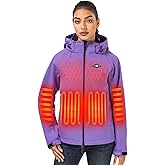 WASOTO Heated Jackets for Women 18400 mAh Battery Pack Water-Resistant Slim Fit with Detachable Hood Hiking Jackets