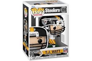 HOFSM.COM HALL OF FAME SPORTS MEMORABILIA TJ T.J. Watt #309 Facsimile Signed Reprint Laser Autographed Funko POP! Football NFL: Pittsburgh Steelers Figurine with Protector Case