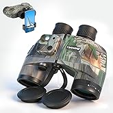 10X50 Marine Binocular with Rangefinder&Compass Phone Adapter Strap,BAK4 Lens,Shockproof Military Tactical IPX7 Waterproof Binoculars for Adults Sailing Boating Hunting Bird Watching Golf-Camouflage