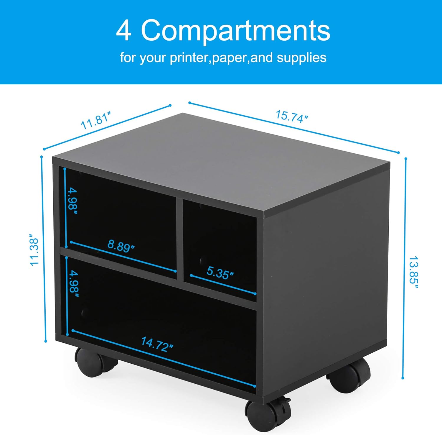 FITUEYES Mobile Under Desk Printer Machine Stand Work Cart with Wheels PS304003WB : Office Products