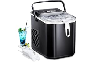 Joy Pebble Bullet Ice Makers Countertop, Portable Maker Machine with Self-Cleaning, 25lbs/24Hrs, 6 Mins/9 Pcs Bullet Ice,2 Sizes(S/L), Scoop and Basket, Handheld for Kitchen/Home/Party