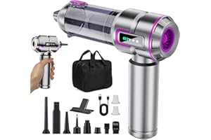 Car Vacuum Cleaner Cordless with Battery Display, 23000PA Mini Handheld Vacuum Cleaner, 4-in-1 Compressed Air Duster & Air Bl
