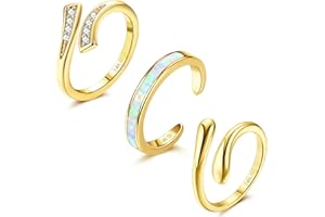 FIASASO 3Pcs Gold Filled Toe Rings for Women 14K Gold Filled Toe Ring Adjustable Flower Cz Opal Hug Dainty Toe Ring Summer Beach Open Toe Rings Set Toe Jewelry Foot Jewelry