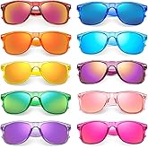 10/20 Pack Colored Sunglasses Mirrored Lens Bulk Party Glasses Classic Eyewear Birthday Beach Pool Unisex Adults