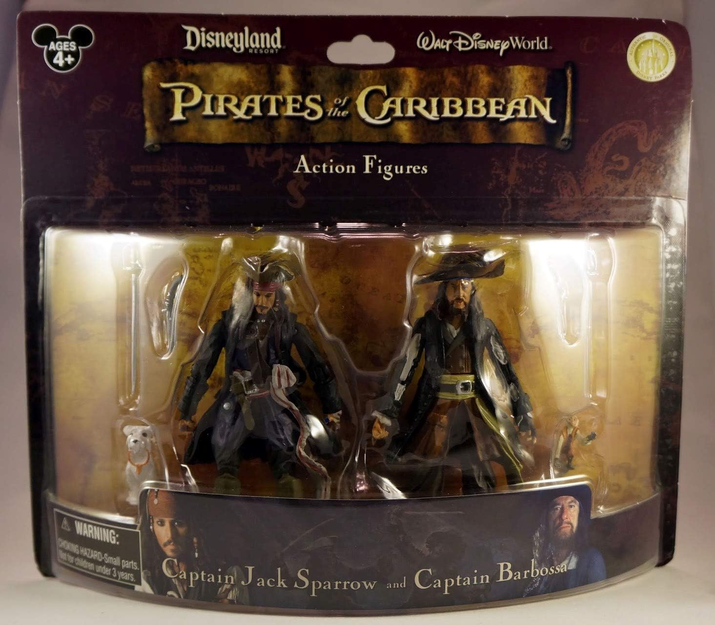 Pirates Des Caraibes Capitaine Jack Sparrow + Capitaine Barbossa Ensemble De 2 Figurines