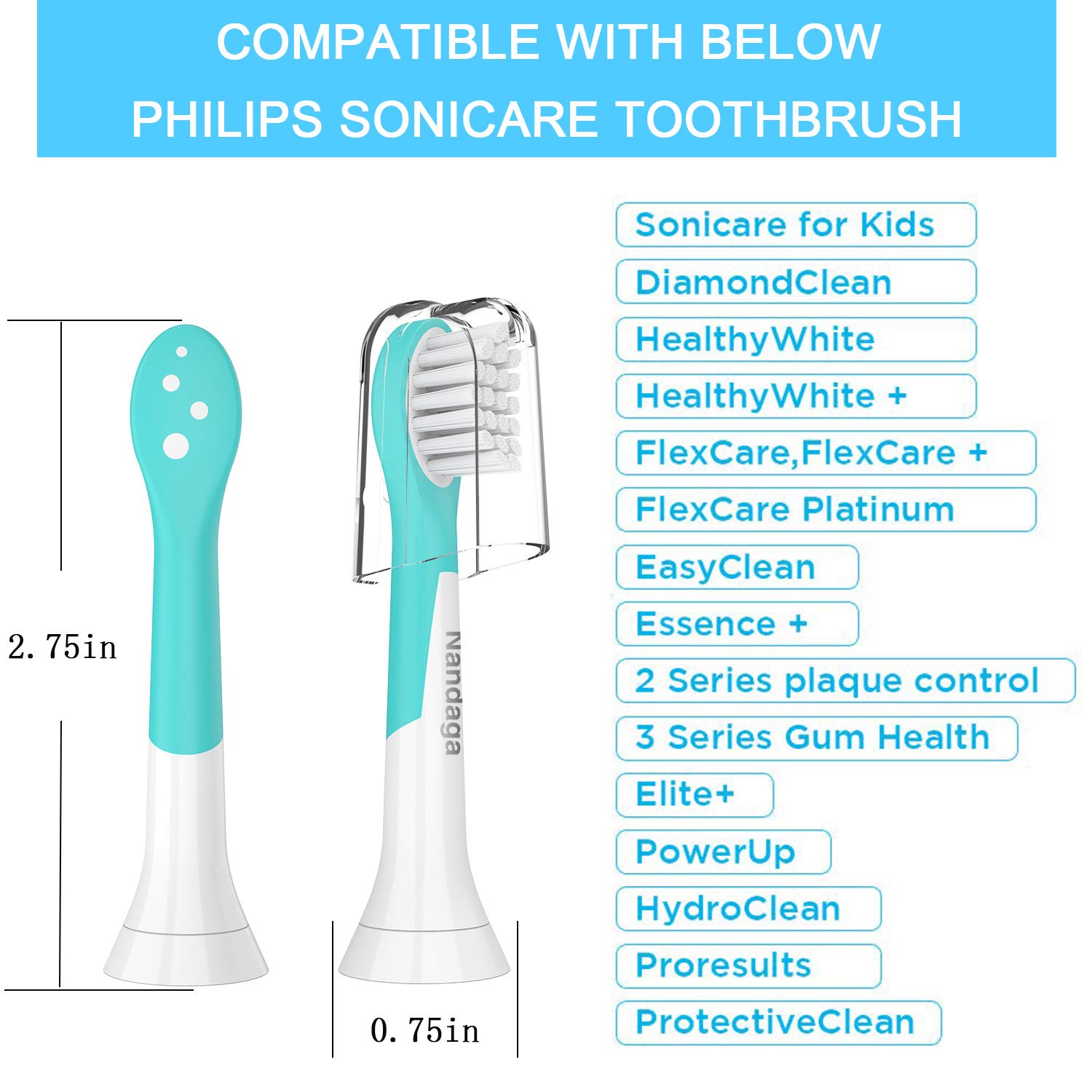 8 Pack Sonic Kids Replacement Toothbrush Heads for Child 37 Years Old, Compatible