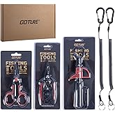 Goture Pink/Red Pro Fishing Gear and Equipment Tool Kit - 3CR13 Steel Fishing Pliers, Fillet Knife, Sharpener, Scissors, Fish