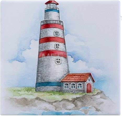 Amazon Co Jp 灯台の水彩イラスト 家庭用キッチンレストラン事務室38x35x3cmソフト滑り止め角椅子クッション ホーム キッチン