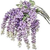 IBWell 3 Strands 40 inch Purple Fake Wisteria Hanging Flowers Wall Flowers Fake Purple Flowers Wisteria Flowers Purple Faux Flowers Artificial Wisteria for Flower Arrangements