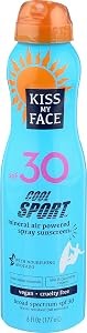Kiss My Face Cool Sport Mineral Continuous Spray Sunscreen SPF 30 Sunblock, 6 oz