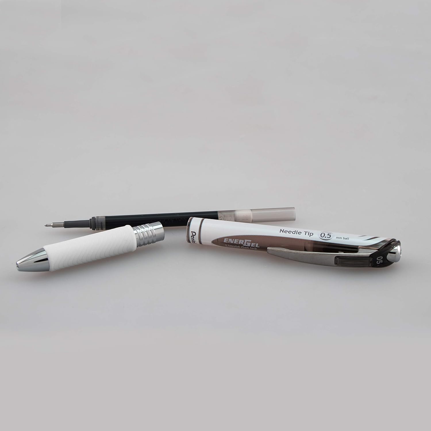 Pentel Gel Ink Pen, EnerGel Pearl RTX0.5mm, Fine Point, Needle Tip, Black Ink, Box of 12 (BLN75PW-A): Office Products