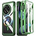Poetic Guardian Case for OnePlus 13 5G, Built-in Screen Protector [Work with Fingerprint ID ], [2 Front Frame] Full Body Shockproof Rugged Clear Cover Case, Green/Clear