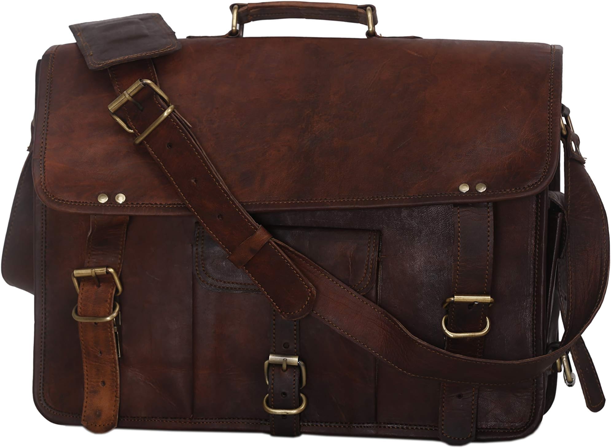 american blue leather messenger bag shoulder laptop satchel work business briefcase handbag crossbody bag 17 inch designer