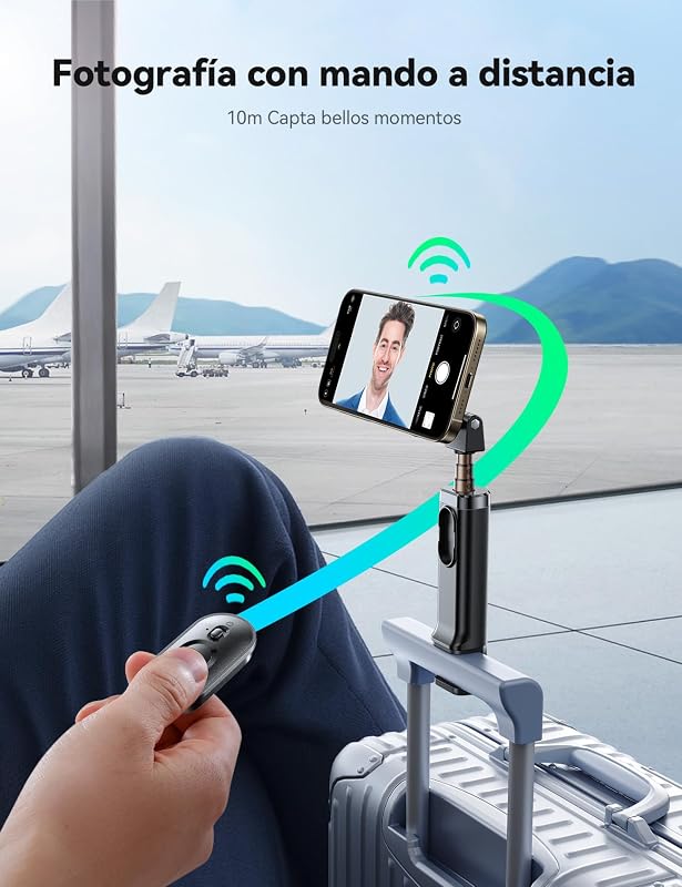 Magnético Palo Selfie con Trípode & Mando, 4 en 1 Extensible Portátil Viaje Magsafe Tripode para Movil Compatible con iPhone 17 16 15 14 13 12 Samsung 26 25 24 23 — foto 4 de 8