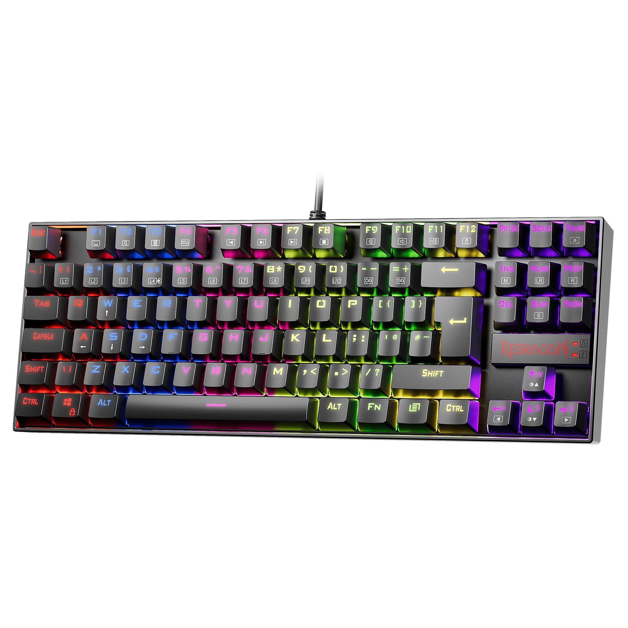 Redragon K552 60% Mechanical Gaming Keyboard RGB Backlit Wired with Red Switches for Windows Gaming PC, UK QWERTY (Black)