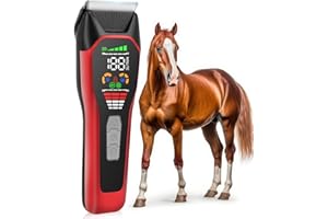 Grimgrow Horse Clippers Low Noise Rechargeble Horse Trimmer Kit, Pet Shaver for Heavy Thick Coats Grooming, 2-Speed Cordless Animal Shears for Horse, Sheep, Cats and Dogs
