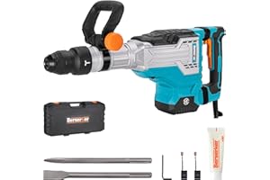Berserker 1700W 25-Pound SDS-Max Demolition Jack Hammer, 1-9/16" 14-Amp Corded Electric Heavy Duty Demo Chipping Hammer Concrete/Pavement Breaker with Carrying Case Flat Chisel Bull Point Chisel