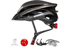 KINGBIKE Bike Helmet for Adult Men Women Youth Road Commute Mountain Cycling Helmets with USB Rechargeable Light Replaceable Padding and Visors Lightweight 20.4-23.6in