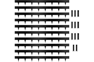 Worth Garden 10-Pack Galvanized Steel Landscape Lawn Edging - 4.5in H Black Powder Coated Bendable Metal Strips - Hammer-in Edging Border w/ 11 Clips - Yard Pathway Divider (33Ft Total)