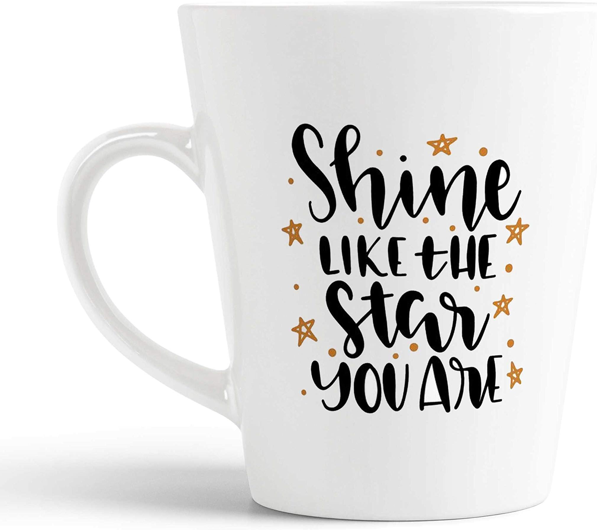 iKraft® Shine Like The Star You are-Inspirational Quotes Printed 12oz Latte Conical Mug for his and her, Birthday Gift, Wedding Gift