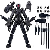 MMXBGS T13 Action Figure Set, 3D Printed Dummy 13, Titan 13 with 6 Arms, T 13 Multi-Jointed Movable, Lucky 13 Robot Desktop Decorations for Game Lovers Toys (Assembly Completed) (Black)