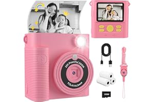 FKATEEN Kids Camera Instant Print, Christmas Birthday Gifts Girls Boys Aged 3-12, HD Digital Video Cameras Toddler, Instant Cameras for 3 4 5 6 7 8 9 10 Year Old Girls Boys with Print Paper