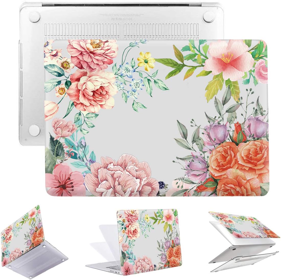 PapyHall MacBook Retina 12 Case Transparent Plastic Shell Case Only Compatible 2017/2016/2015 Release MacBook 12 inch Retina Display Model: A1534 Peony