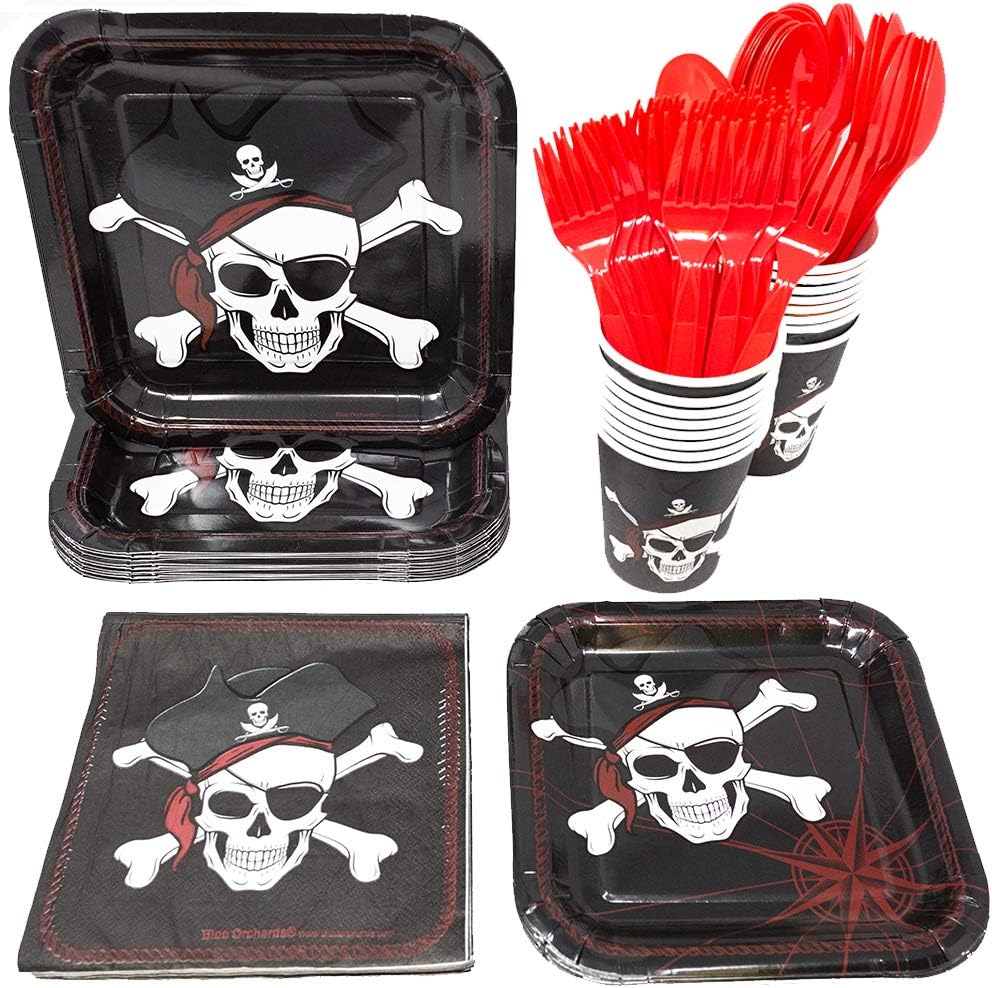 Pirate Party Supplies Pack (113+ Pieces for 16 Guests!), Pirate Birthday Kit, Pirate Plates, Tableware