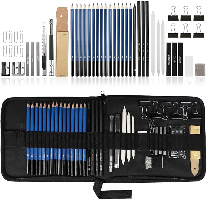 Ulifeme Crayons de Dessin et Croquis, 50 Pcs Kit Dessin pour Art et Pro