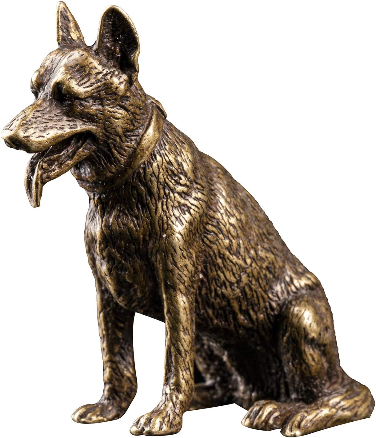 Kwok Mini Handwork Brass Chinese 12 Zodiac Little Dog Mini Figurine Army Loyal sit Sculpture Home Decor Animals Little Statue Indoor Yard Figurine Handicraft Crafting Home Decoration Furnishing Craft