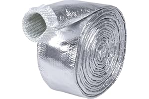 BuyUneed Car Aluminized Sleeving Heat Sheathing Roll - Heat Radiant and Prevent Vapor Lock Heat Shield for Brake Cable/Fuel Line/Spark Plug (3/4inch(I.D. Wide) - 72'')
