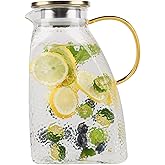 WHJY Fridge Door Glass Water Pitcher, 1.8 Liter/60oz, Ice Tea & Lemonade Pitcher