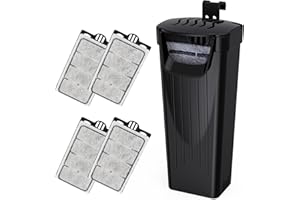 Moonorange Turtle Tank Filter(3.5W), Small Fish Tank Filter, Silent Aquarium Filter for Small Tanks Up to 15Gallon, with 4pcs Cartridges.(Black)