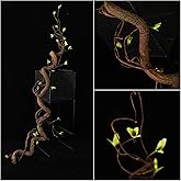 63in Bendable Thick Artificial Tree Branches Faux Wood Tree Trunk Twigs Grapevines Moss Plants Garland With Green Leaves For Wall Hanging Reptile Climbing Halloween Outdoor Arch Home Garden Decoration