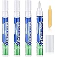 Zonon Grout Wall Pen Tile Paint Markers Grout Repair Sealer Pen for Bathrooms Kitchen Porch Patio Repair Refresh(4,White)