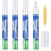 Zonon Grout Tile Pen Marker for Lines Repair Refresh, 4, White | Includes Sponge Brush and Spare Tip, For Bathroom Kitchen Floor Wall Tiles, Covers Stains on Shower Patio Grout Seams
