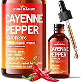 Cayenne Pepper Liquid Drops, Organic Cayenne Pepper Extract with Hawthorn Berry, Beetroot, Turmeric, Vitamin K2 & D3 Supplement for Immune Support, Circulation & Overall Wellness, Gluten Free, 2 Fl Oz